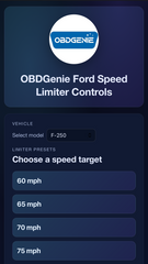 OBD Genie Ford Speed Limiter Speed Governor software for controlling top speeds
