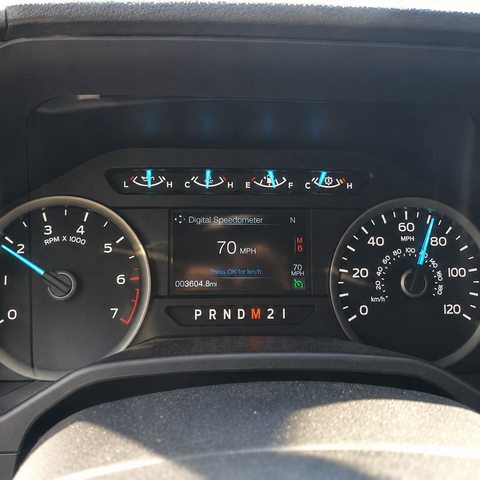 Ford Speedometer displaying speed limiter speed governor